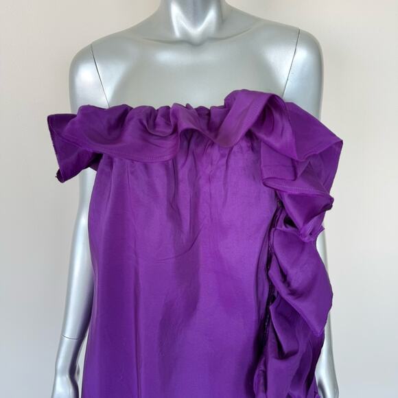LANVIN by Alber Elbaz Purple Silk Strapless Dress Size 42 FR or 10 US Authentic - Picture 2 of 8